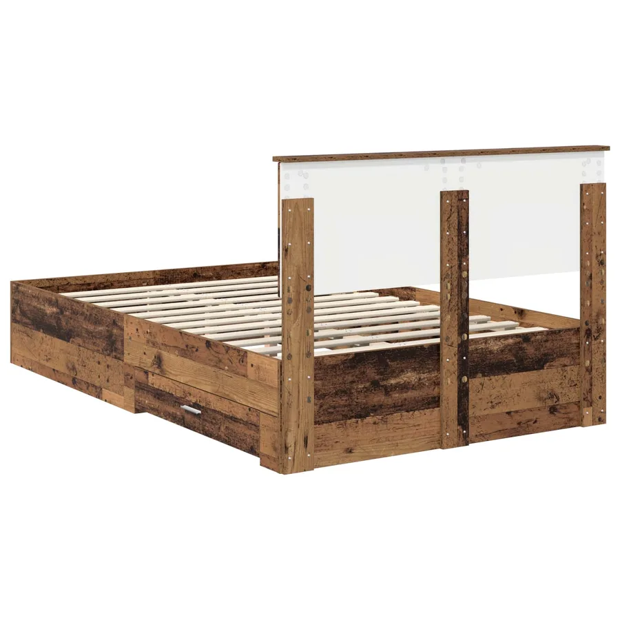 Cadre de lit Bois ancien 135 x 190 cm Bois d'ingénierie - 10