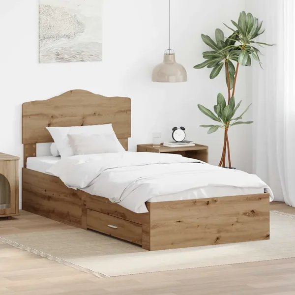 Cadre de lit Chêne artisanal 90 x 190 cm Bois d'ingénierie