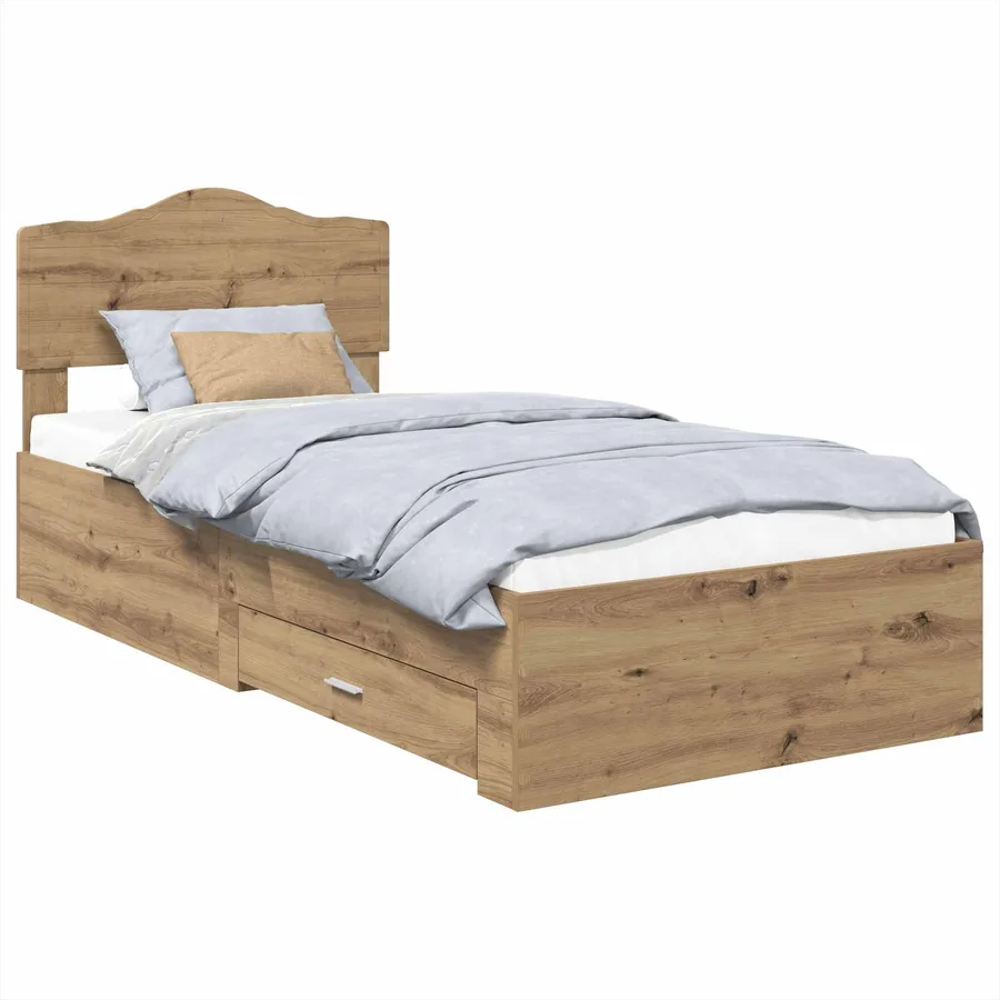 Cadre de lit Chêne artisanal 90 x 190 cm Bois d'ingénierie - 2