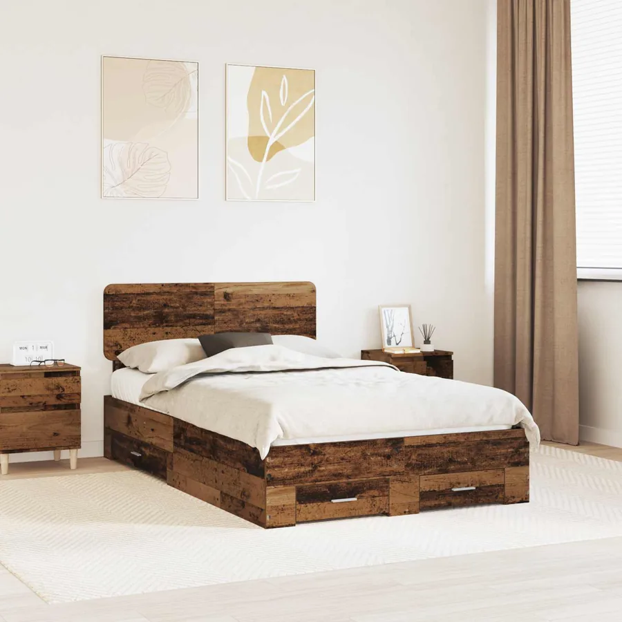 Cadre de lit Bois ancien 135 x 190 cm Bois d'ingénierie