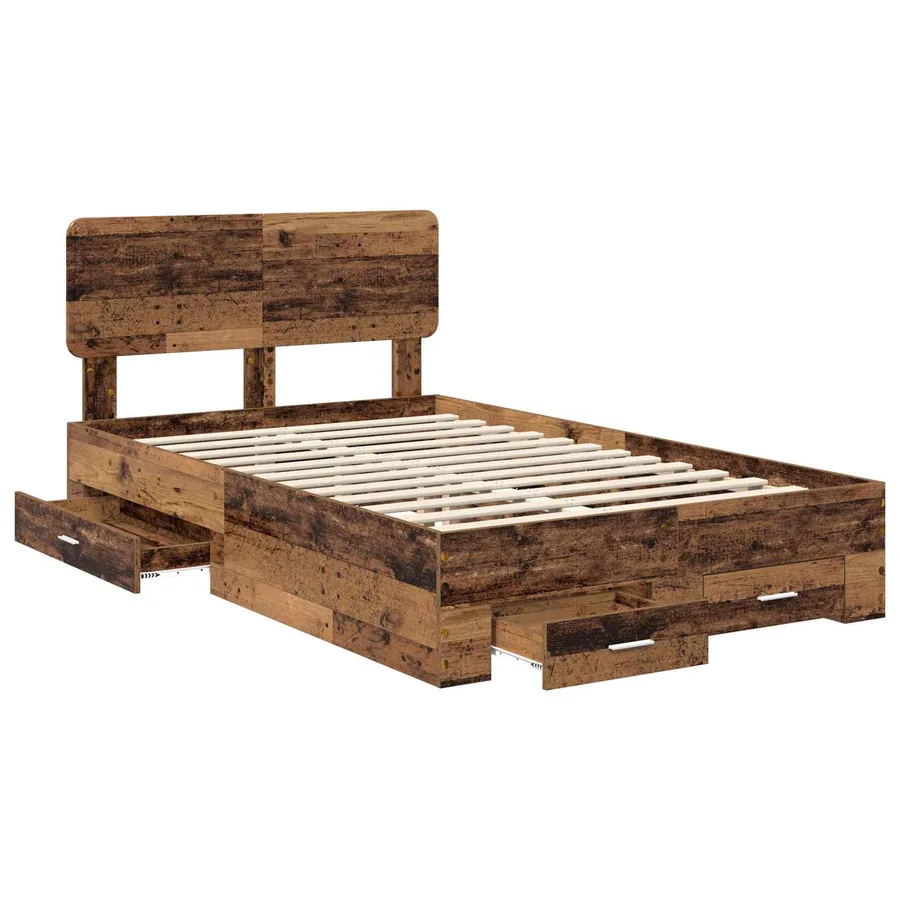Cadre de lit Bois ancien 135 x 190 cm Bois d'ingénierie - 5