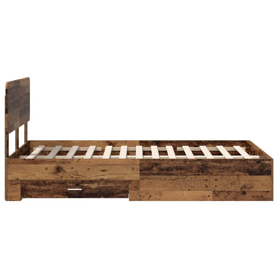 Cadre de lit Bois ancien 135 x 190 cm Bois d'ingénierie - 9