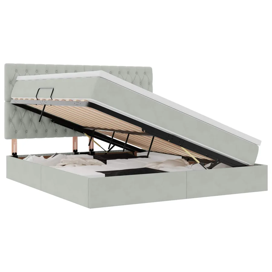 Lit de rangement LED avec matelas Gris clair 160 x 200 cm - 2