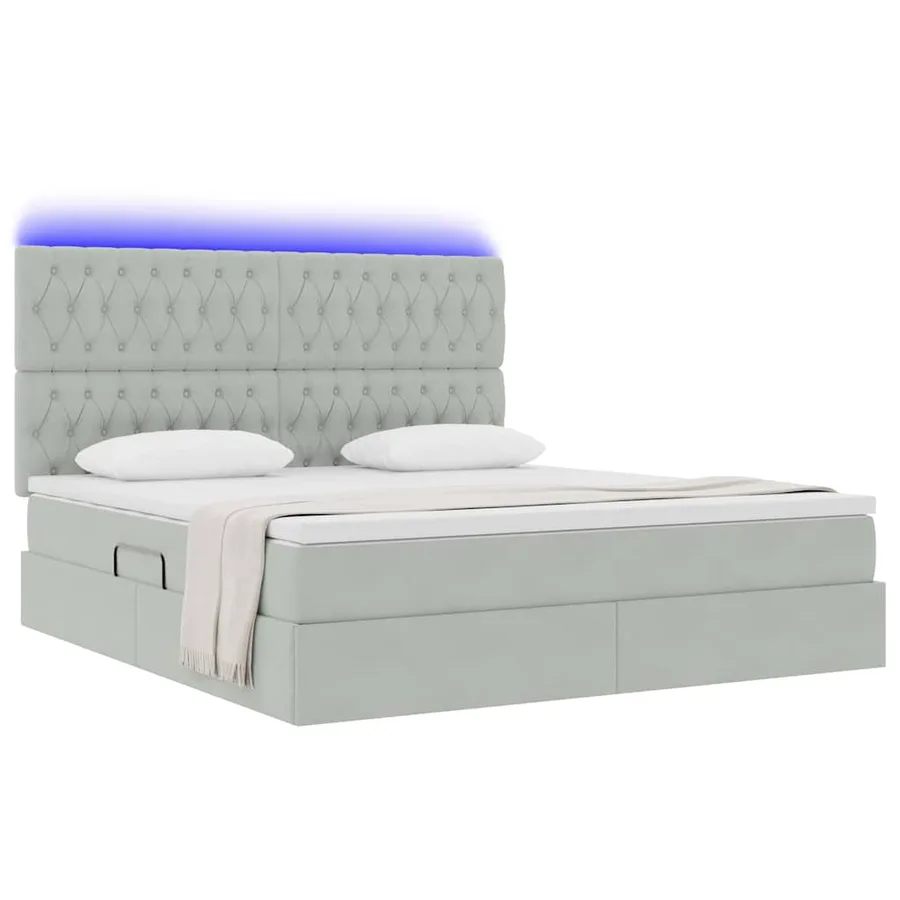 Lit de rangement LED avec matelas Gris clair 160 x 200 cm - 3