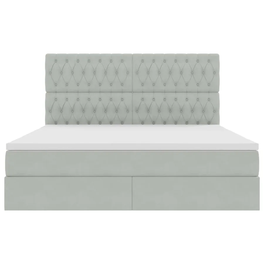 Lit avec rangement et matelas Gris clair 160 x 200 cm Velours - 7