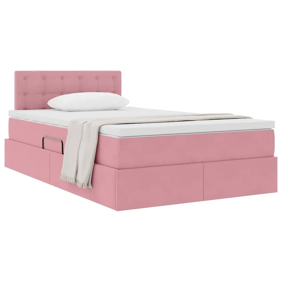 Lit de Rangement avec matelas Rose 120 x 200 cm Velours - 3