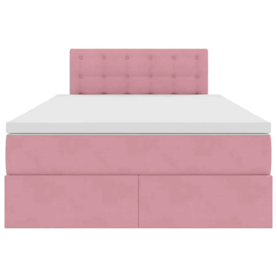 Lit de Rangement avec matelas Rose 120 x 200 cm Velours - 7