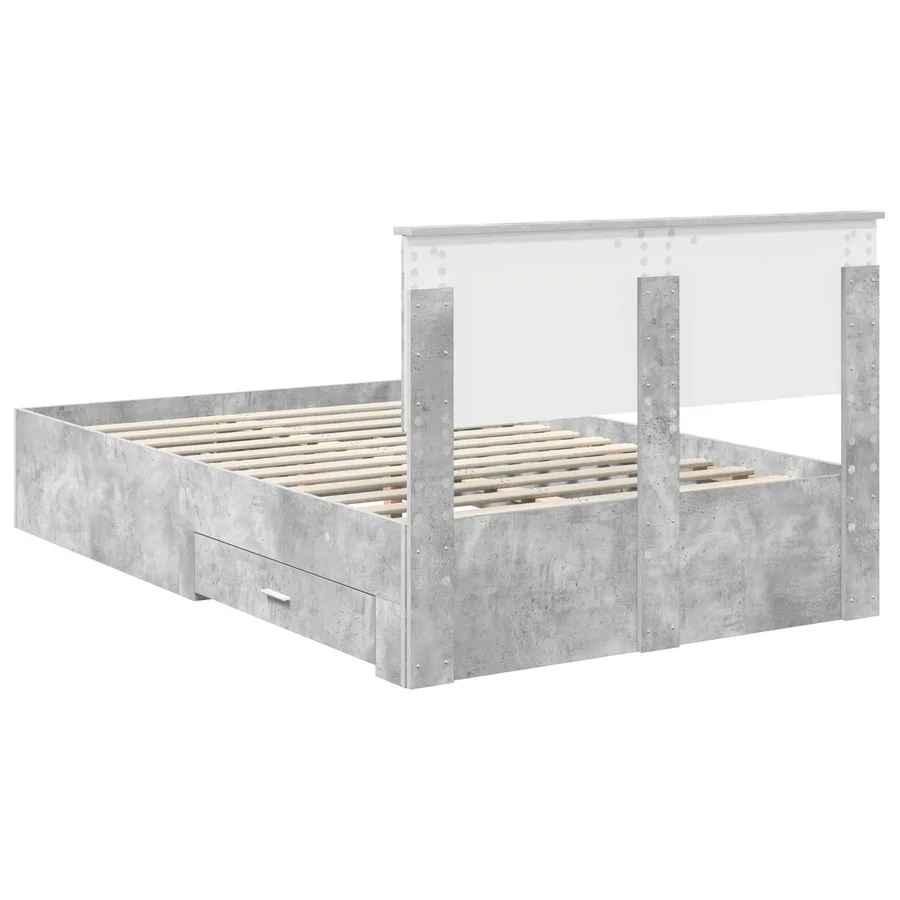 Cadre de lit Gris béton 120 x 190 cm Bois d'ingénierie - 10