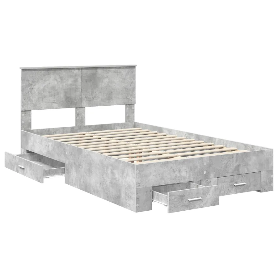 Cadre de lit Gris béton 120 x 190 cm Bois d'ingénierie - 5
