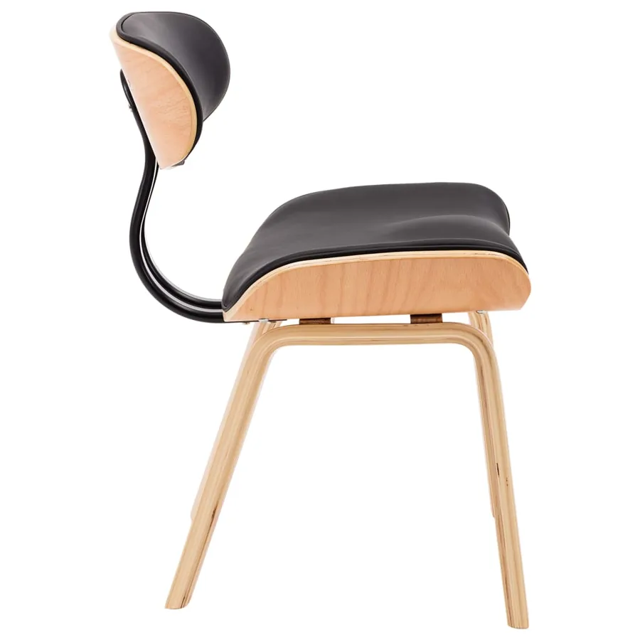 Chaises à manger lot de 4 noir bois courbé et similicuir - 5