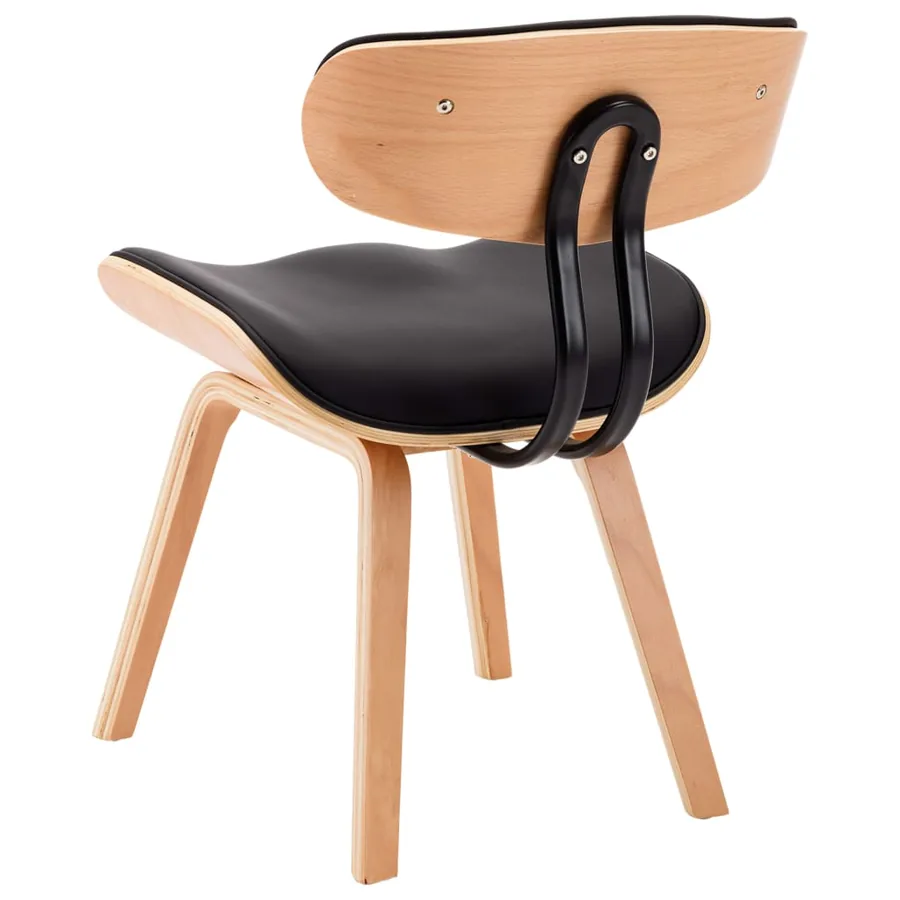Chaises à manger lot de 4 noir bois courbé et similicuir - 6