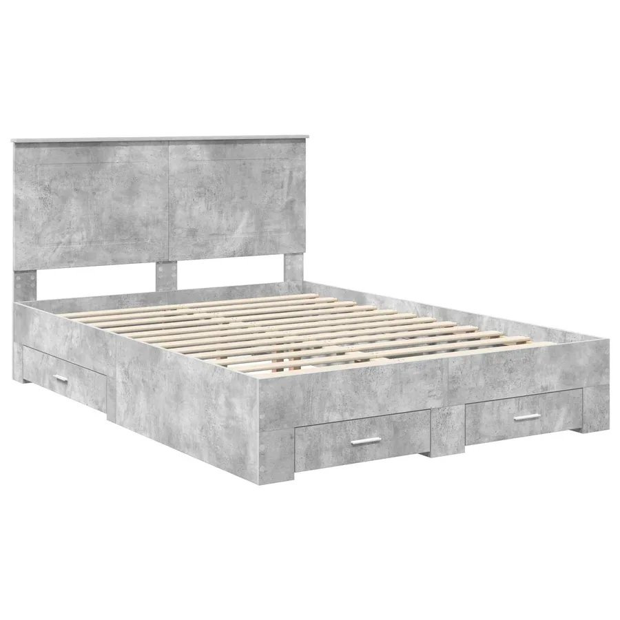 Cadre de lit Gris béton 140 x 190 cm Bois d'ingénierie - 4
