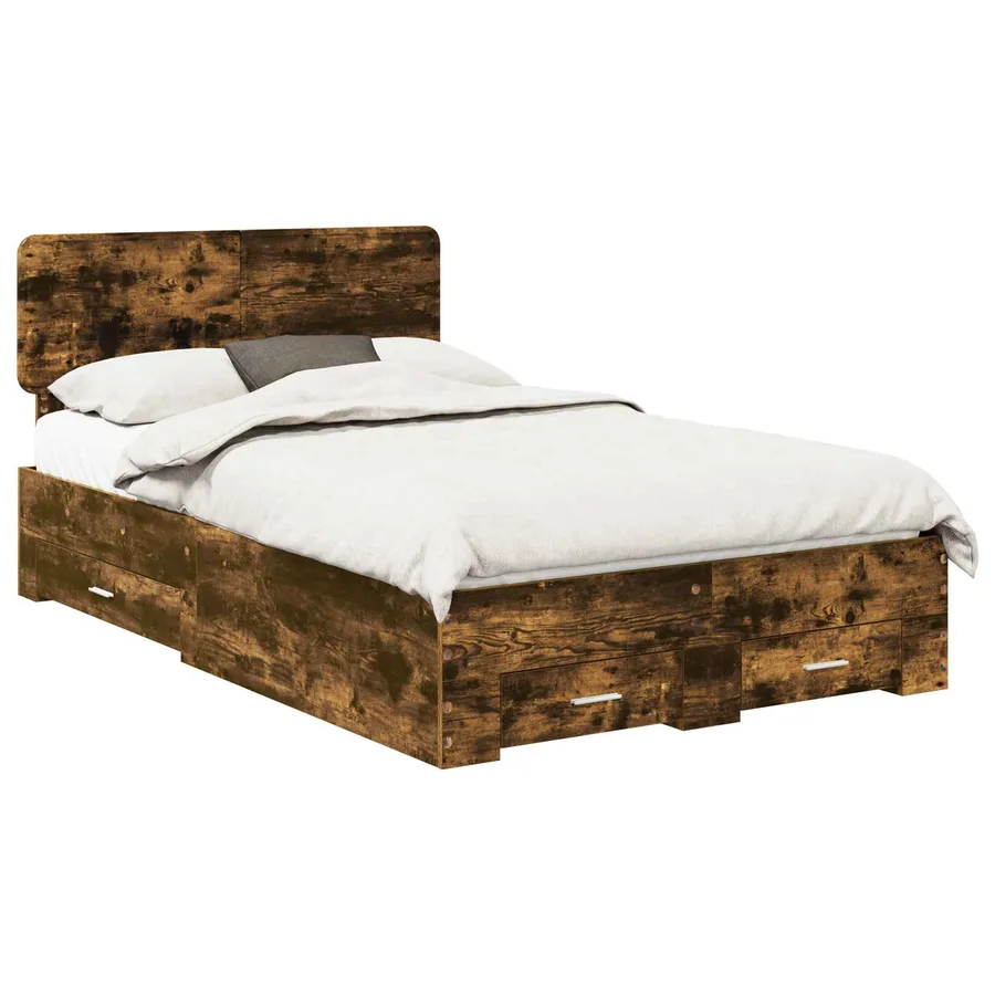 Cadre de lit Chêne fumé 120 x 190 cm Bois d'ingénierie - 2