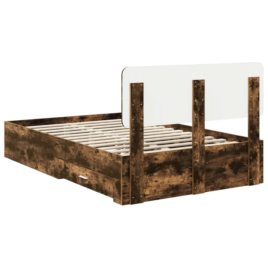 Cadre de lit Chêne fumé 120 x 190 cm Bois d'ingénierie - 8