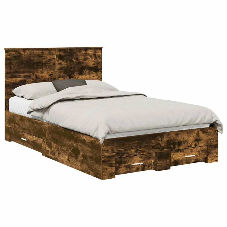 Cadre de lit Chêne fumé 120 x 190 cm Bois d'ingénierie - 2