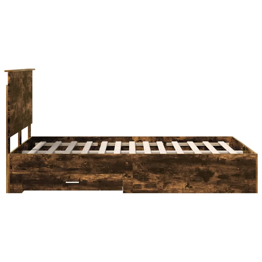 Cadre de lit Chêne fumé 120 x 190 cm Bois d'ingénierie - 9