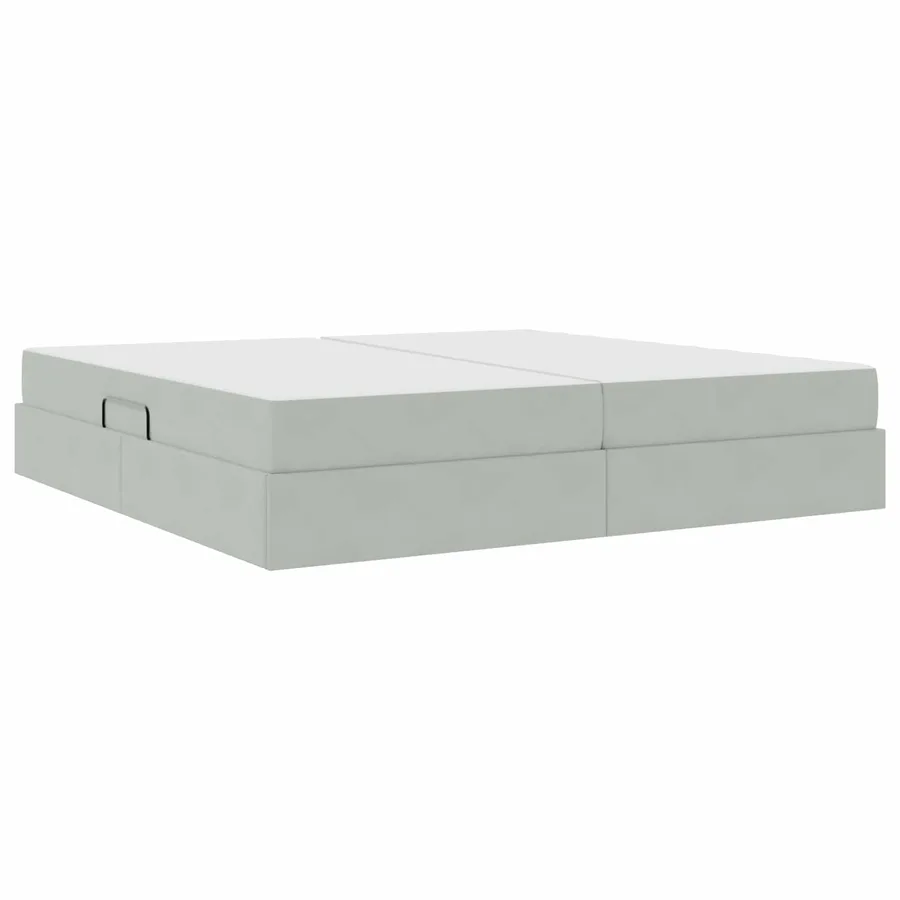 Lit avec rangement et matelas Gris clair 200 x 200 cm Velours - 5