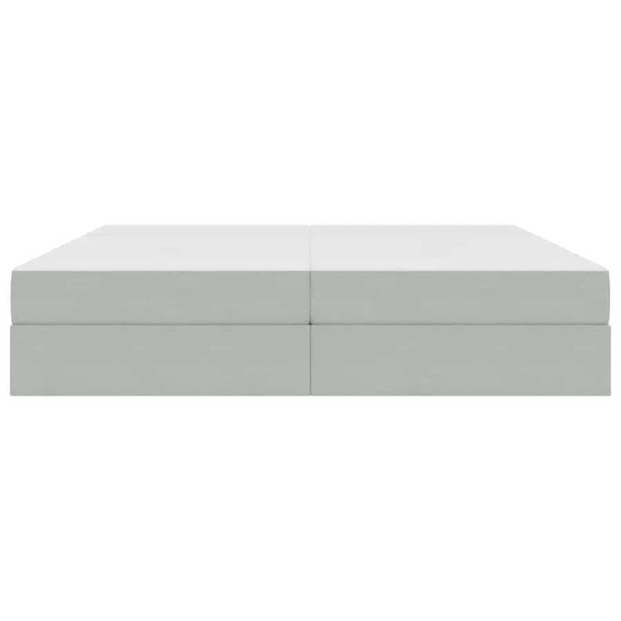 Lit avec rangement et matelas Gris clair 200 x 200 cm Velours - 7