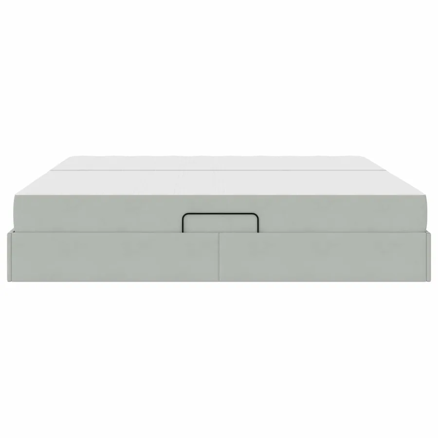 Lit avec rangement et matelas Gris clair 200 x 200 cm Velours - 9