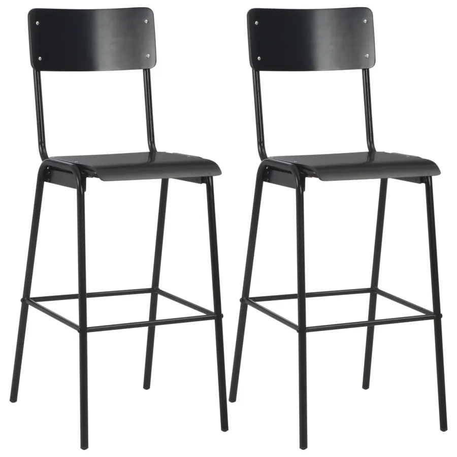Mobilier de bar 3 pcs Acier Noir - 7