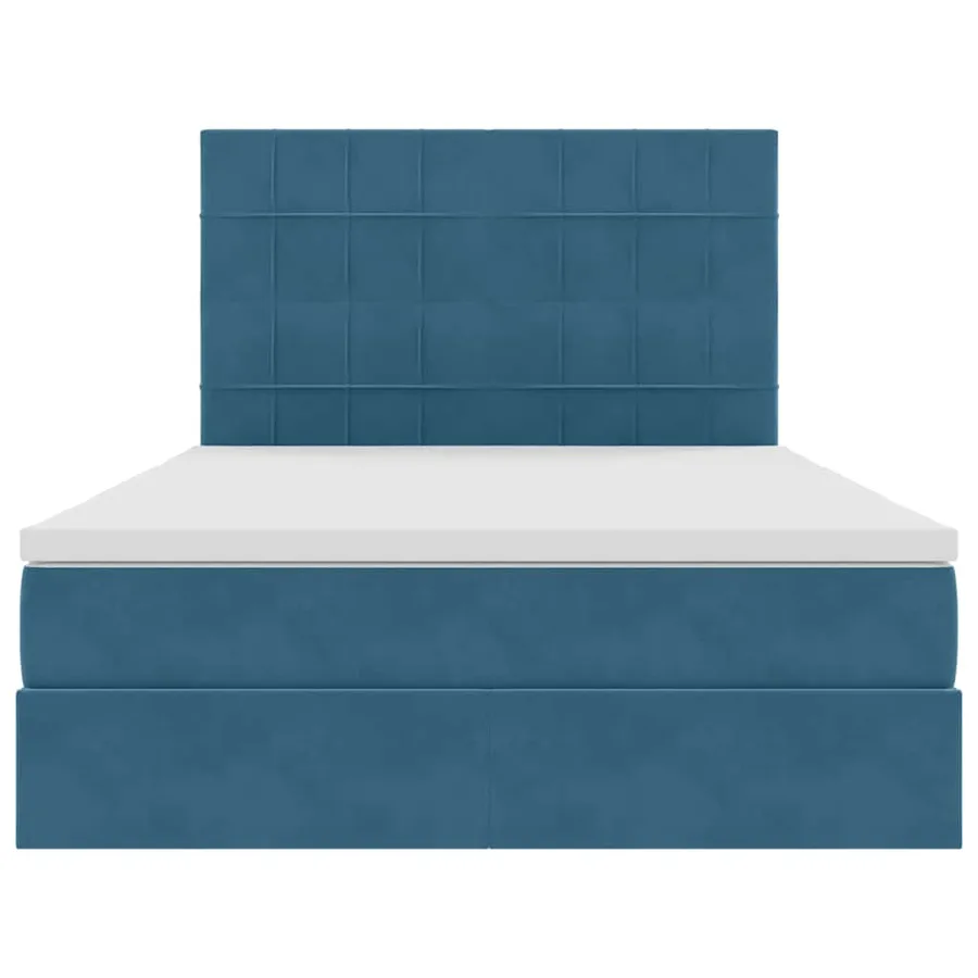 Lit avec rangement et matelas Bleu foncé 140 x 190 cm Velours - 7