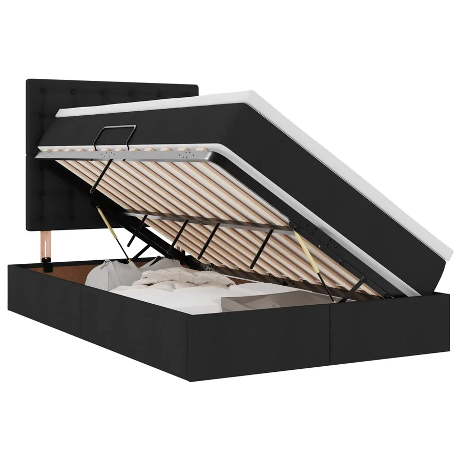 Lit de rangement LED avec matelas Noir 120 x 200 cm Tissu - 2