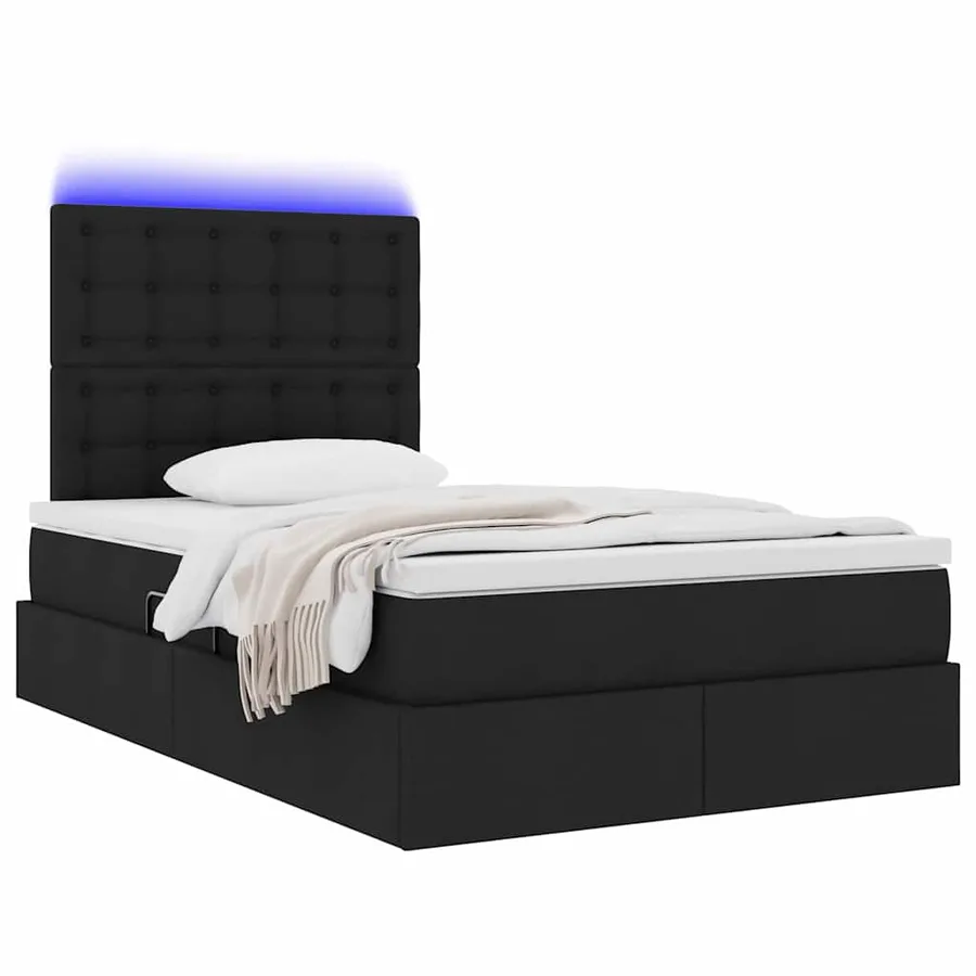 Lit de rangement LED avec matelas Noir 120 x 200 cm Tissu - 3