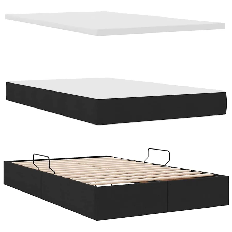 Lit de rangement LED avec matelas Noir 120 x 200 cm Tissu - 9
