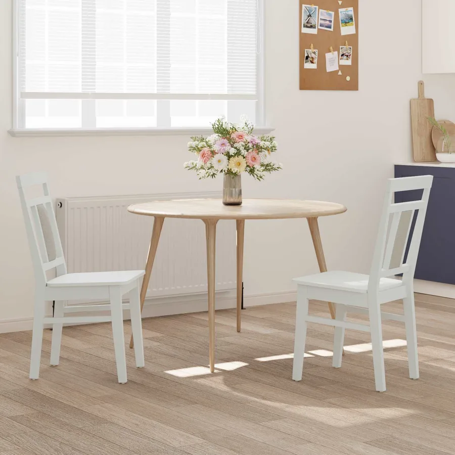 Chaise de salle à manger 2 pcs Blanc Bois de Caoutchouc Massif - 3
