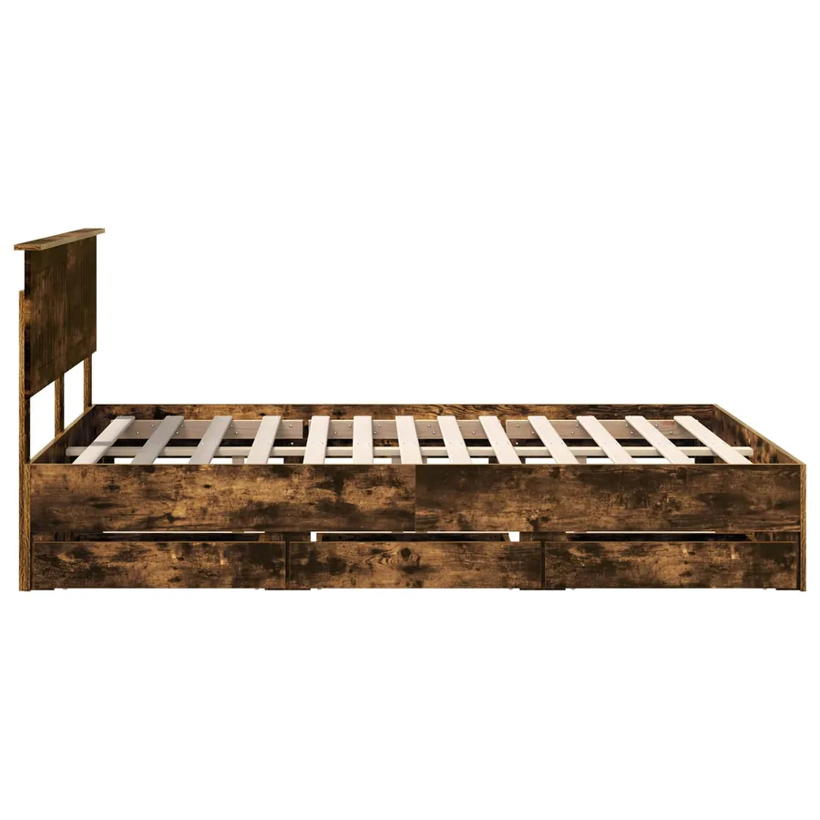 Cadre de lit Chêne fumé 135 x 190 cm Bois Ingénierie - 9