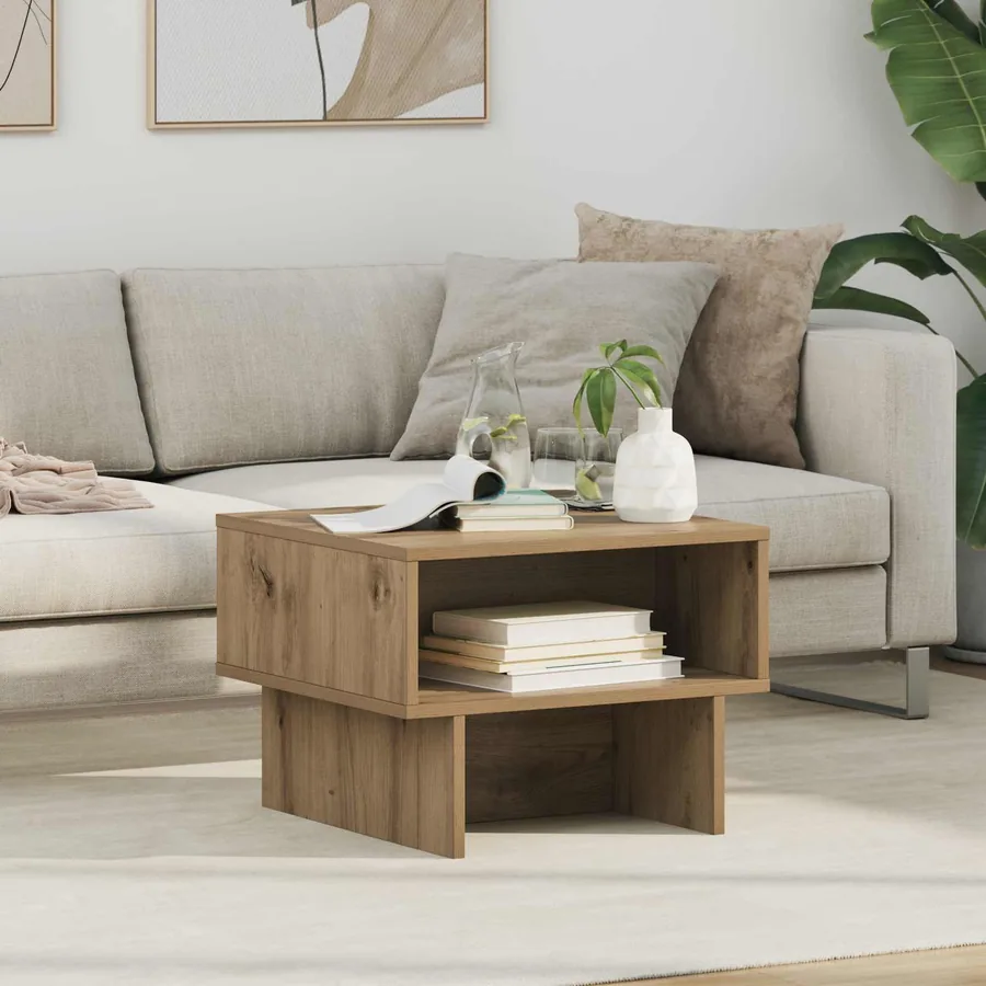 Table basse Chêne artisanal 48 x 46 x 35 cm Bois d'ingénierie