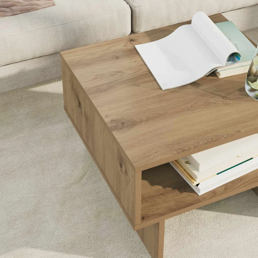 Table basse Chêne artisanal 48 x 46 x 35 cm Bois d'ingénierie - 4
