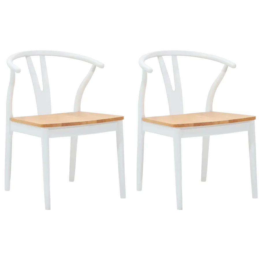 Chaise de salle à manger 2 pcs Blanc et Naturel - 2