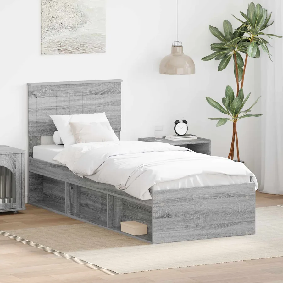 Cadre de lit Gris Sonoma 75 x 190 cm Pin massif