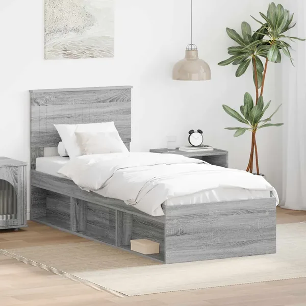 Cadre de lit Gris Sonoma 75 x 190 cm Pin massif
