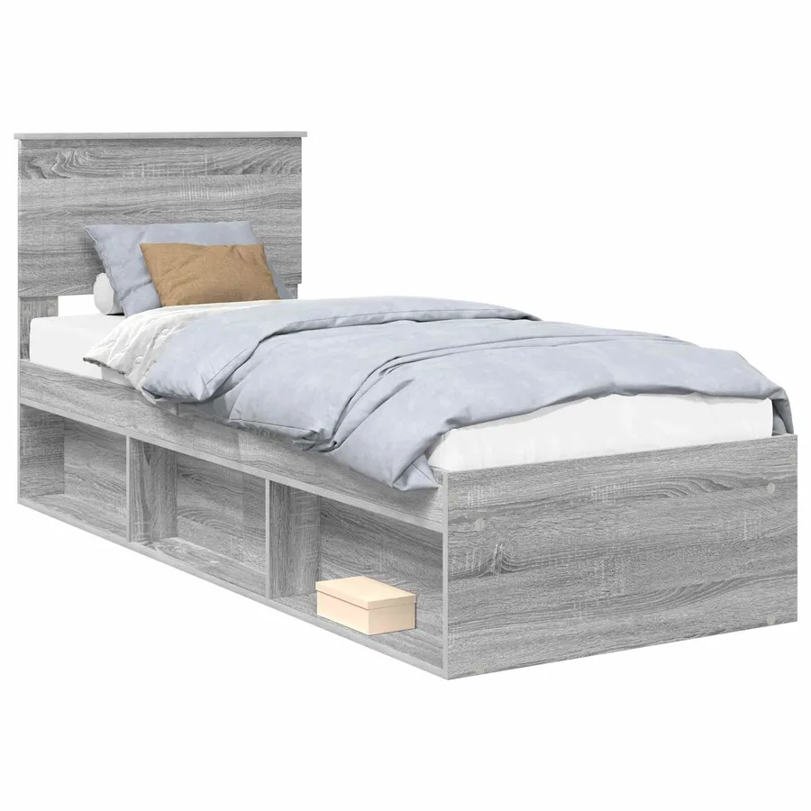 Cadre de lit Gris Sonoma 75 x 190 cm Pin massif - 2