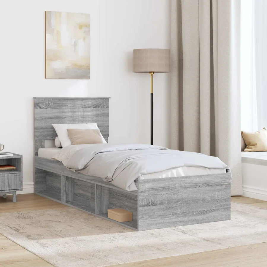 Cadre de lit Gris Sonoma 75 x 190 cm Pin massif - 3