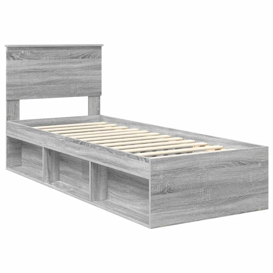 Cadre de lit Gris Sonoma 75 x 190 cm Pin massif - 4