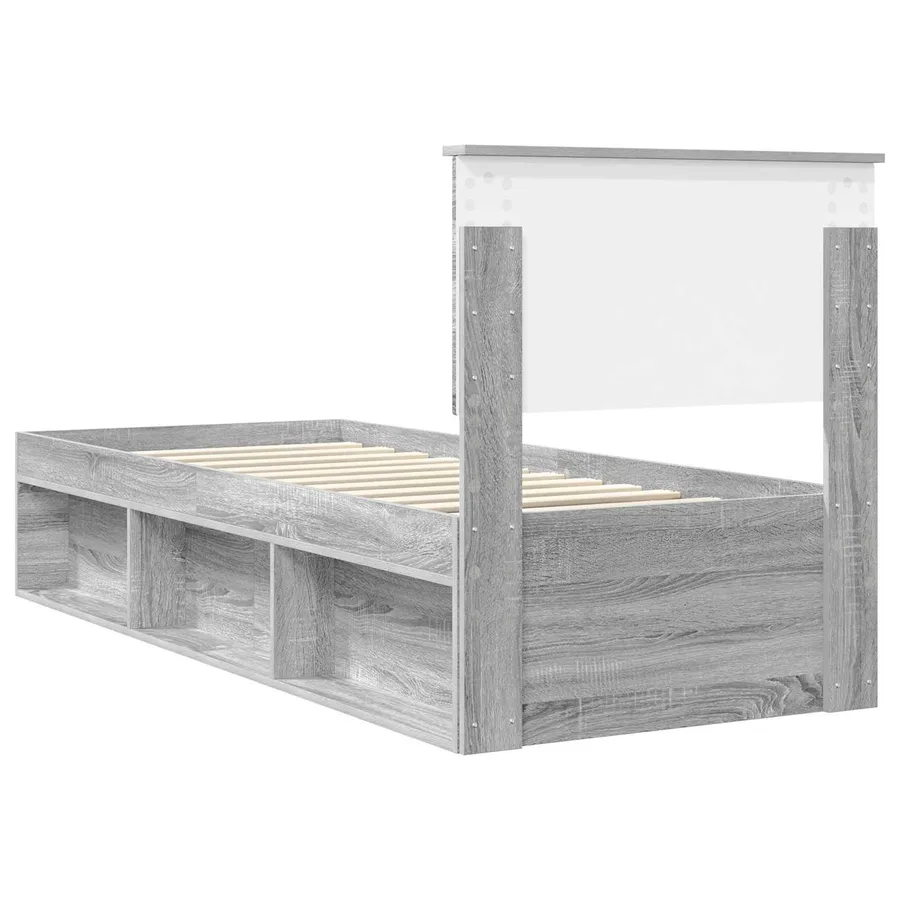 Cadre de lit Gris Sonoma 75 x 190 cm Pin massif - 9