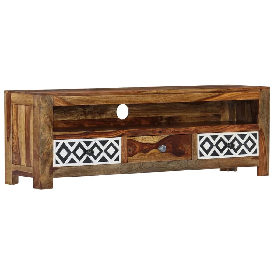 Meuble TV 120x30x40 cm Bois de Sesham solide - 12