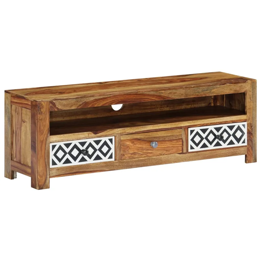 Meuble TV 120x30x40 cm Bois de Sesham solide - 2