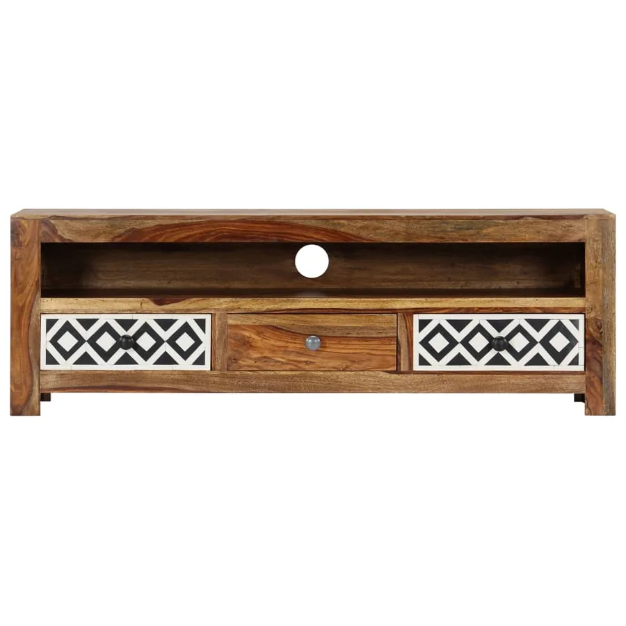 Meuble TV 120x30x40 cm Bois de Sesham solide - 3