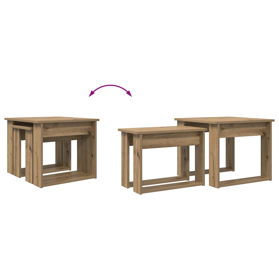 Ensemble de tables basses 2 pcs Chêne artisanal 50 x 52 x 42 cm - 12