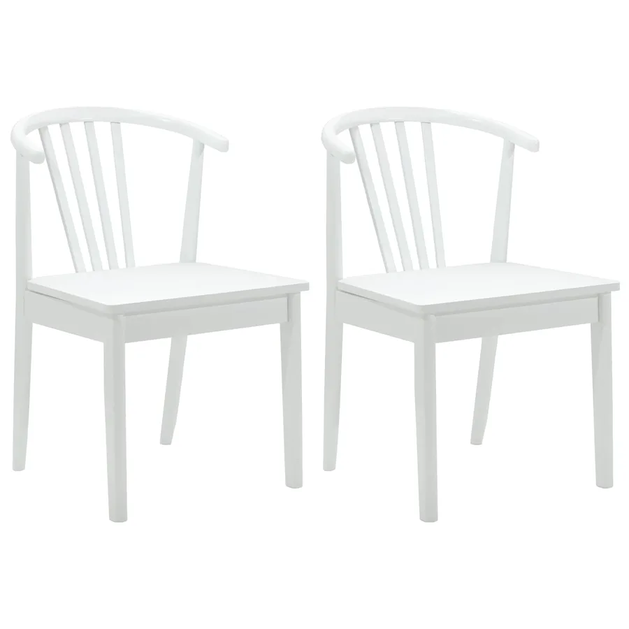 Chaise de salle à manger 2 pcs Blanc Bois de caoutchouc massif - 2