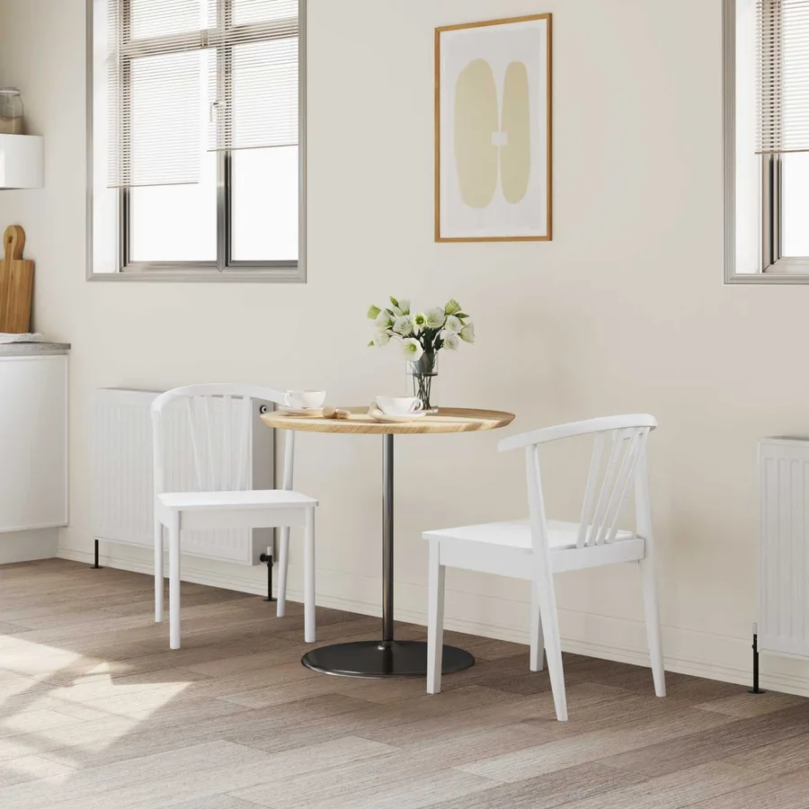 Chaise de salle à manger 2 pcs Blanc Bois de caoutchouc massif - 3
