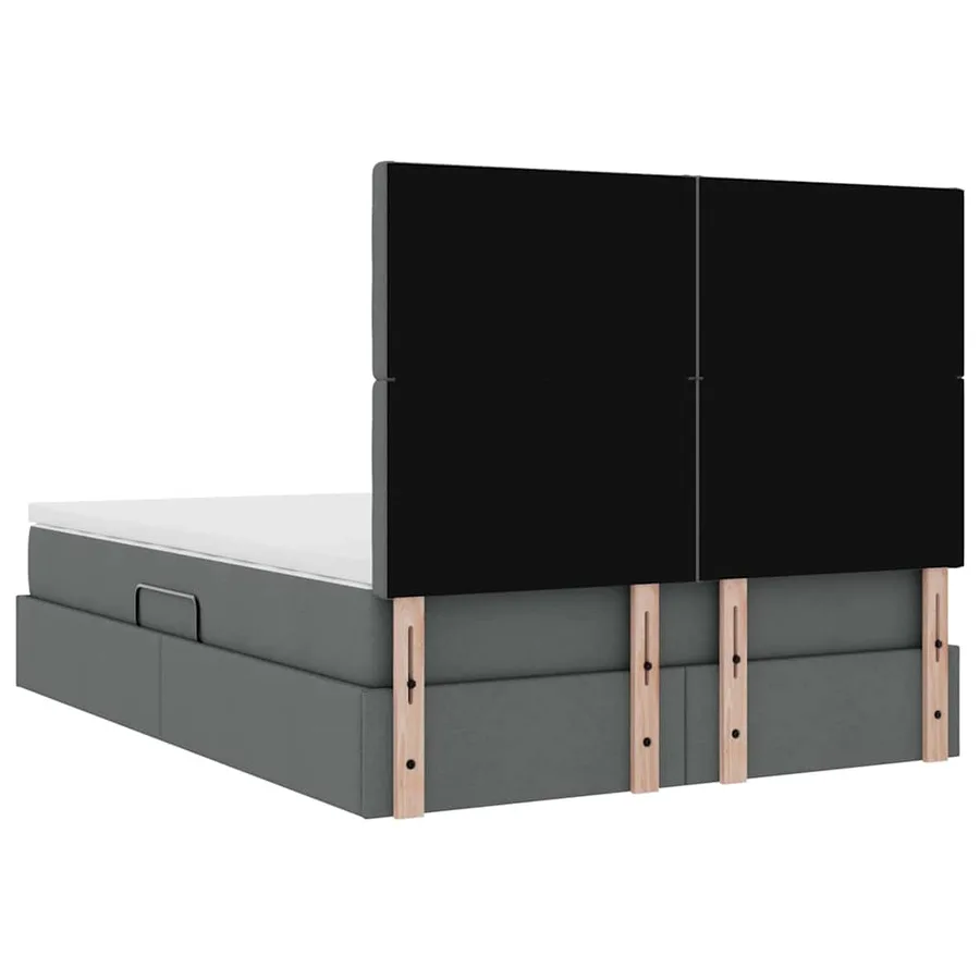 Lit de rangement LED avec matelas Gris foncé 140 x 190 cm Tissu - 12