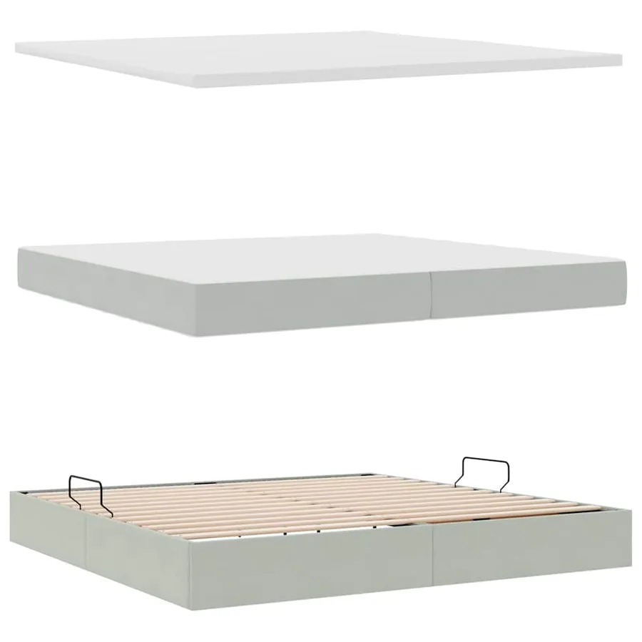 Lit de rangement LED avec matelas Gris clair 200 x 200 cm - 9