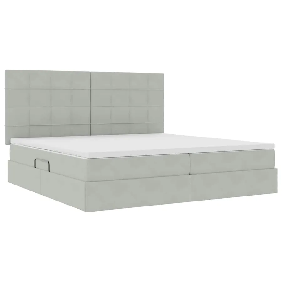 Lit de rangement LED avec matelas Gris clair 200 x 200 cm - 6