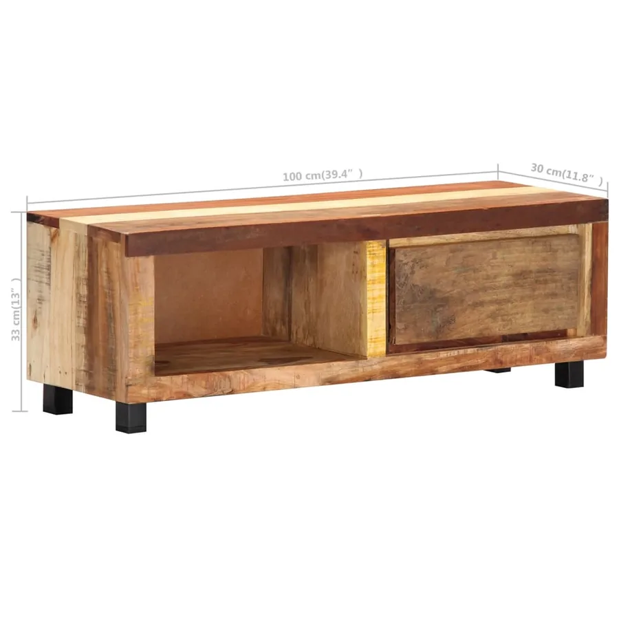 Meuble TV 100x30x33 cm Bois de récupération massif - 9