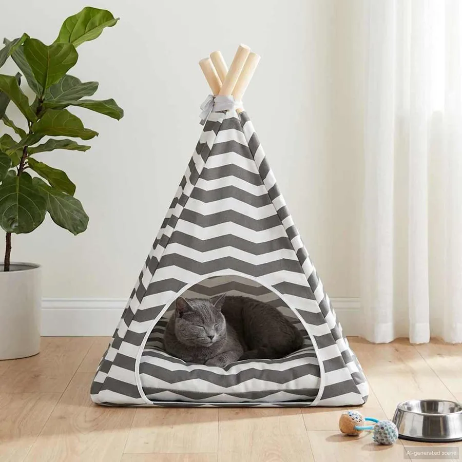 Teepee pour animaux de compagnie avec coussin 40 x 40 x 50 cm - 3